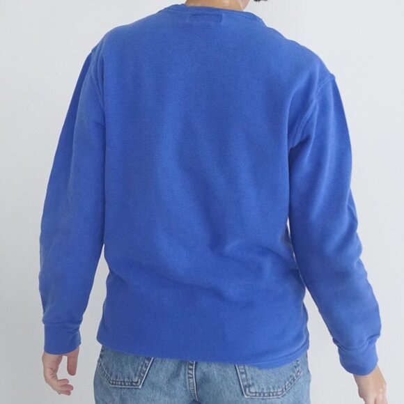 Polo Ralph Lauren Blue Waffle Knit Lightweight Long Sleeve Shirt Med - Picture 3 of 11